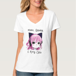 Musik, Spiele und Katzen | Anime Girl T-Shirt