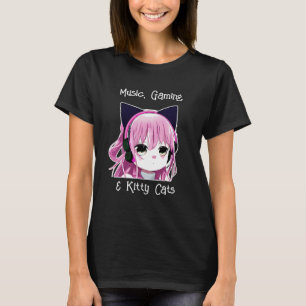Musik, Spiele und Katzen   Anime Girl T-Shirt
