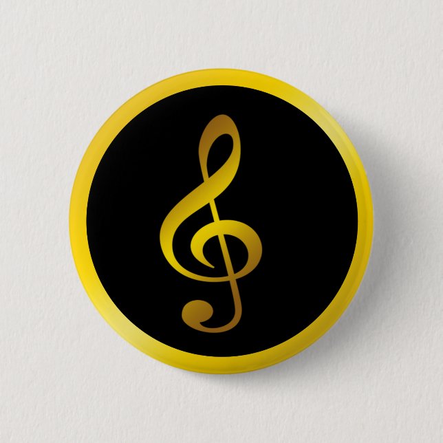 Musik Symbol Clef Notizen in Gold Black Button (Vorderseite)