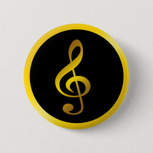 Musik Symbol Clef Notizen in Gold Black Button