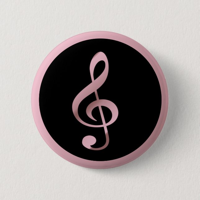 Musik Symbol Clef Notizen in Rose Gold Black Button (Vorderseite)
