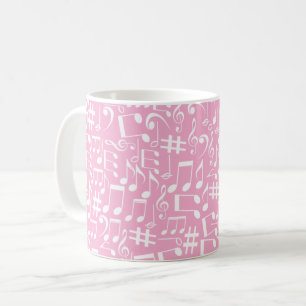 Musik Tanzende weiße Noten Sanftes Rosa Kaffeetasse