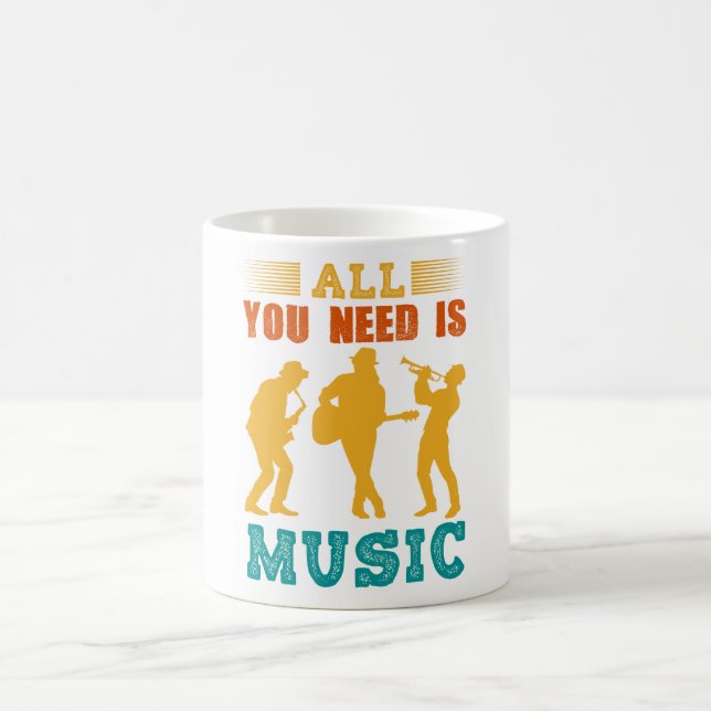 Musik-Tasse 'Alles was du brauchst, ist Musik' Kaffeetasse (Mittel)