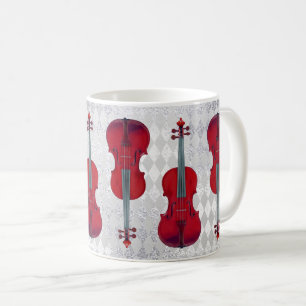 Musik-Tassen-Violinen-silbernes Grau-funkelnd Tasse