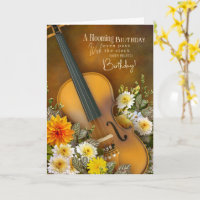 Musik-Themen-Verspätete-Geburtstagskarte – Violine