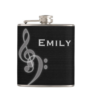 Musik - Treble and Bass Clef - Liquor Flask Flachmann