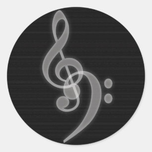 Musik - Treble and Bass Clef - Rundaufkleber Runder Aufkleber