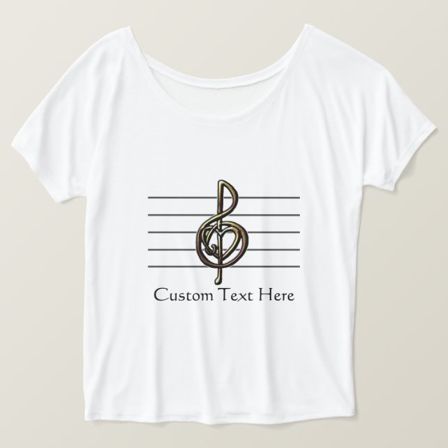Musik Treble Clef Herz und Personal T-Shirt (Design vorne)