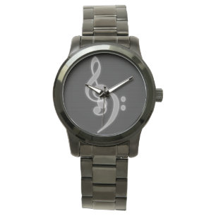 Musik - Treble und Bass Clef Watch Armbanduhr