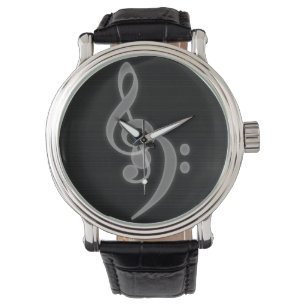 Musik - Treppchen und Bass Clef Vintage Uhr