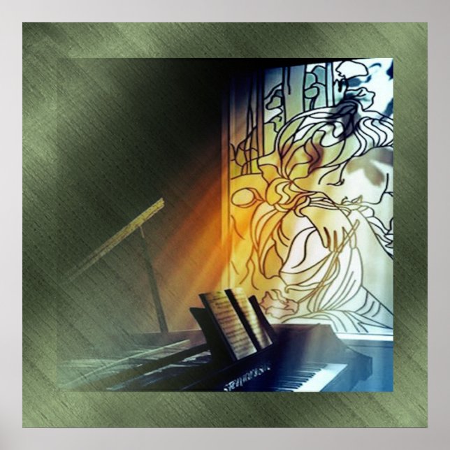 Musik und gefestigte Glastatuen drucken Poster (Vorne)