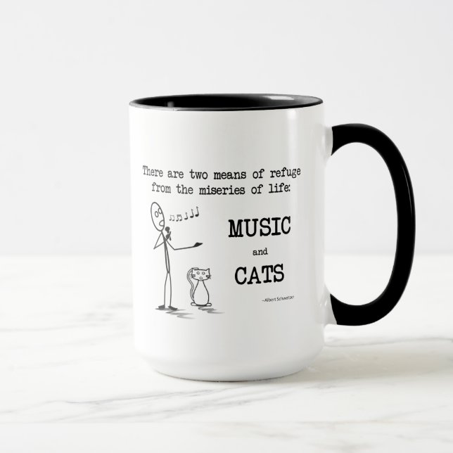 Musik und Katzen - Schweitzer Zitat Tasse (Rechts)