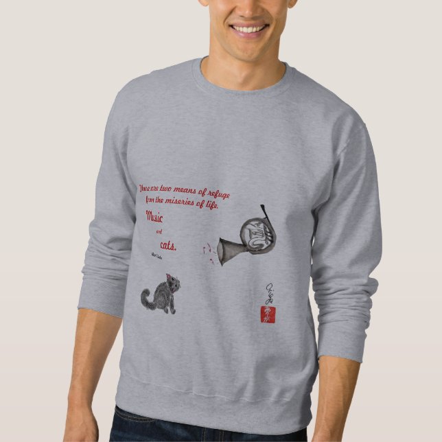 Musik und Katzen-Sweatshirt Sweatshirt (Vorderseite)