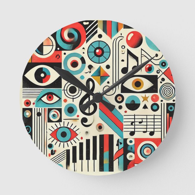 Musik und Kunstelemente Runde Wanduhr (Vorderseite)