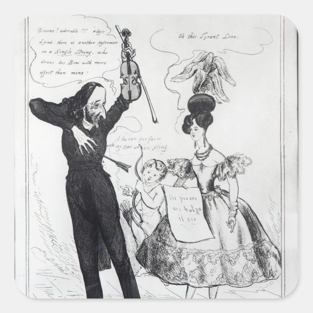 Musik und Liebe oder zwei rivalisierende Künstler Quadratischer Aufkleber (Vorderseite)