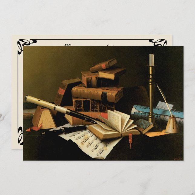 Musik und Literatur von William Harnett, Fine Art Einladung (Vorne/Hinten)