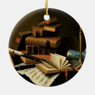 Musik und Literatur von William Harnett, Fine Art Keramik Ornament