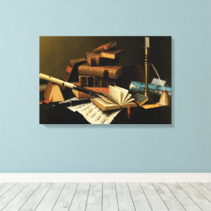 Musik und Literatur von William Harnett, Fine Art Leinwanddruck