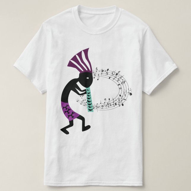Musik und Petroglyph Kokopelli T - Shirt (Design vorne)