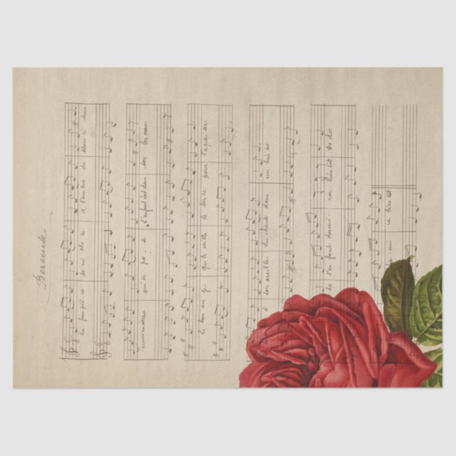 Musik und Rose - Design 1 Seidenpapier (Vorderseite)