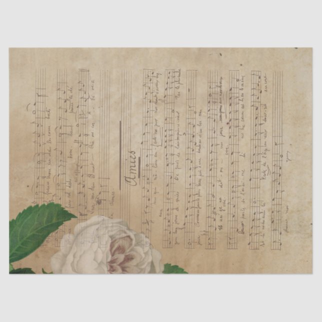 Musik und Rose - Design 4 Seidenpapier (Vorderseite)
