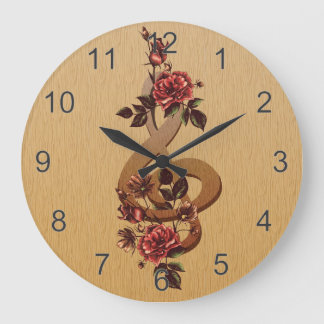 Musik und Rose Große Wanduhr