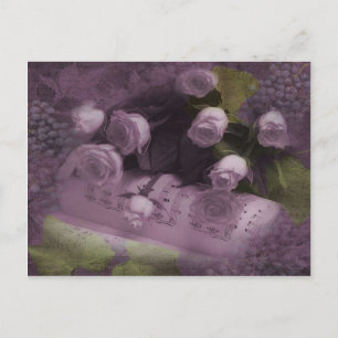 Musik und Rose Postkarte