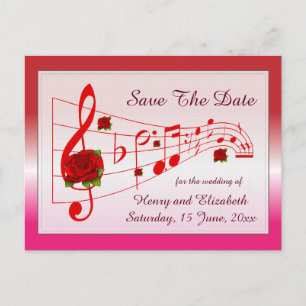 Musik und Rose Save the Date Karte