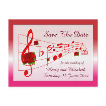 Musik und Rose Save the Date Karte