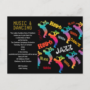 Musik- und Tanzparty JAZZ RETRO-Musik Postkarte