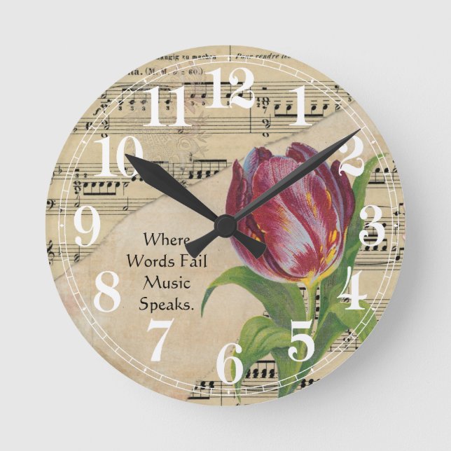 Musik und Tulip Runde Wanduhr (Vorderseite)
