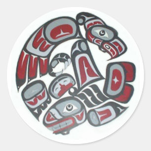 Musik Ureinwohner Amerikanischer Stammes-Totem Runder Aufkleber