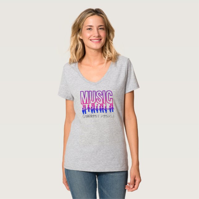 Musik verbindet Menschen | Women V-Neck T-Shirt (Vorderseite Vollansicht)