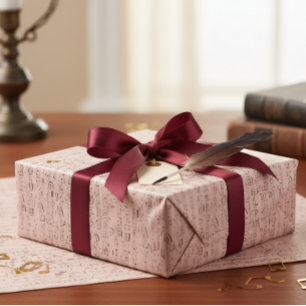 Musik Vintag Blue Pink - Musikanmerke Geschenkpapier