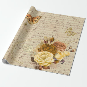 Musik Vintage Dekupage Schmetterling Floral Geschenkpapier