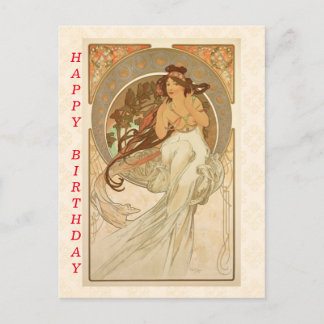 Musik von Alphonse Mucha, Alles Gute zum Geburtsta Postkarte
