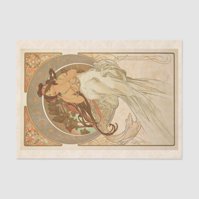 Musik von Alphonse Mucha, Decoupage Seidenpapier (Vorderseite)