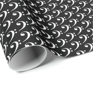 Musik Weißer Bassschlüssel auf Schwarz Geschenkpapier