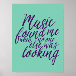 Musik Zitat Hand Briefe Kalligrafie Blue Poster