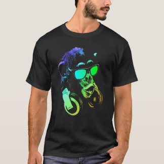 Musikaffe und cooler Tier-DJ T-Shirt