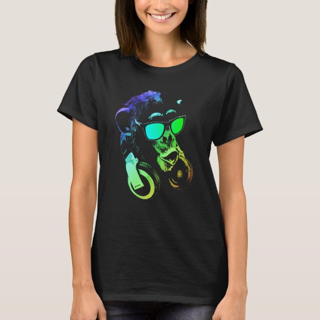 Musikaffe   Und Cooler Tier Dj T-Shirt (Vorderseite)