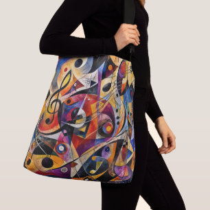 Musikalische abstrakte Kunst im Stil von Kandinsky Tragetaschen Mit Langen Trägern