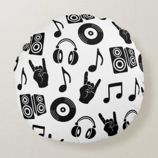 Musikalische Accessoires: Monochrome Vintage Muste Rundes Kissen