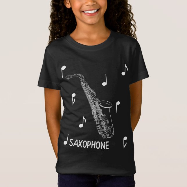 Musikalische Anmerkungensaxophone-T - Shirt (Vorderseite)