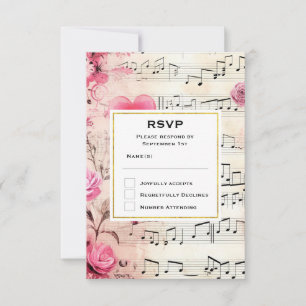 Musikalische Bemerkungen und Rose Vintage Design H RSVP Karte