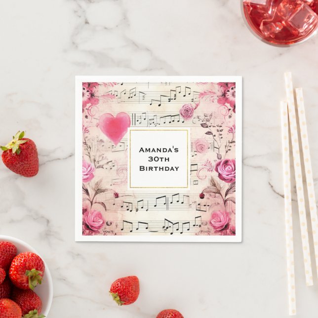 Musikalische Bemerkungen und Rose Vintages Design  Serviette (Beispiel)