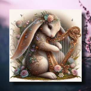 Musikalische Bunny Blume Fantasy Kunst Ostern Feiertagskarte
