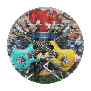 Musikalische Collage: Farbiger rhythmischer Hinter Schneidebrett