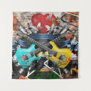 Musikalische Collage: Farbiger rhythmischer Hinter Wandteppich