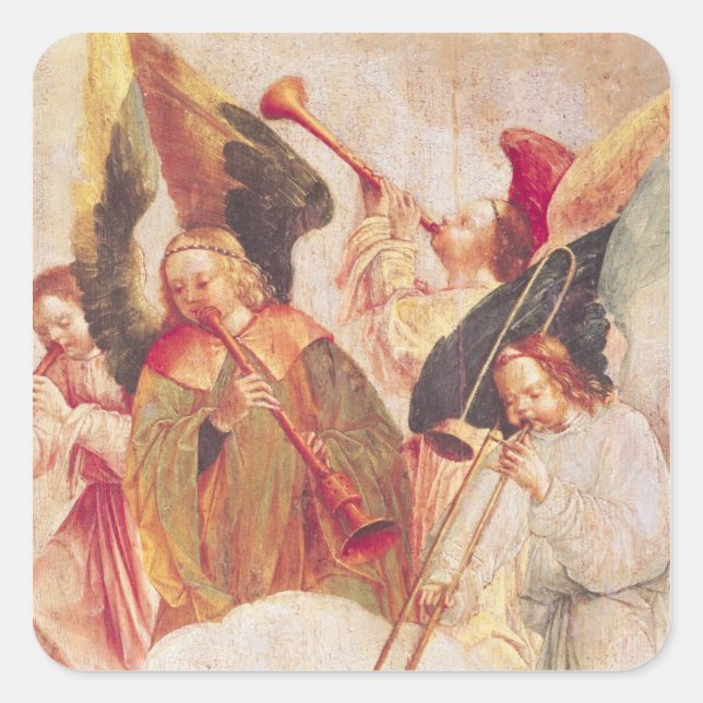 Musikalische Engel Quadratischer Aufkleber (Vorderseite)
